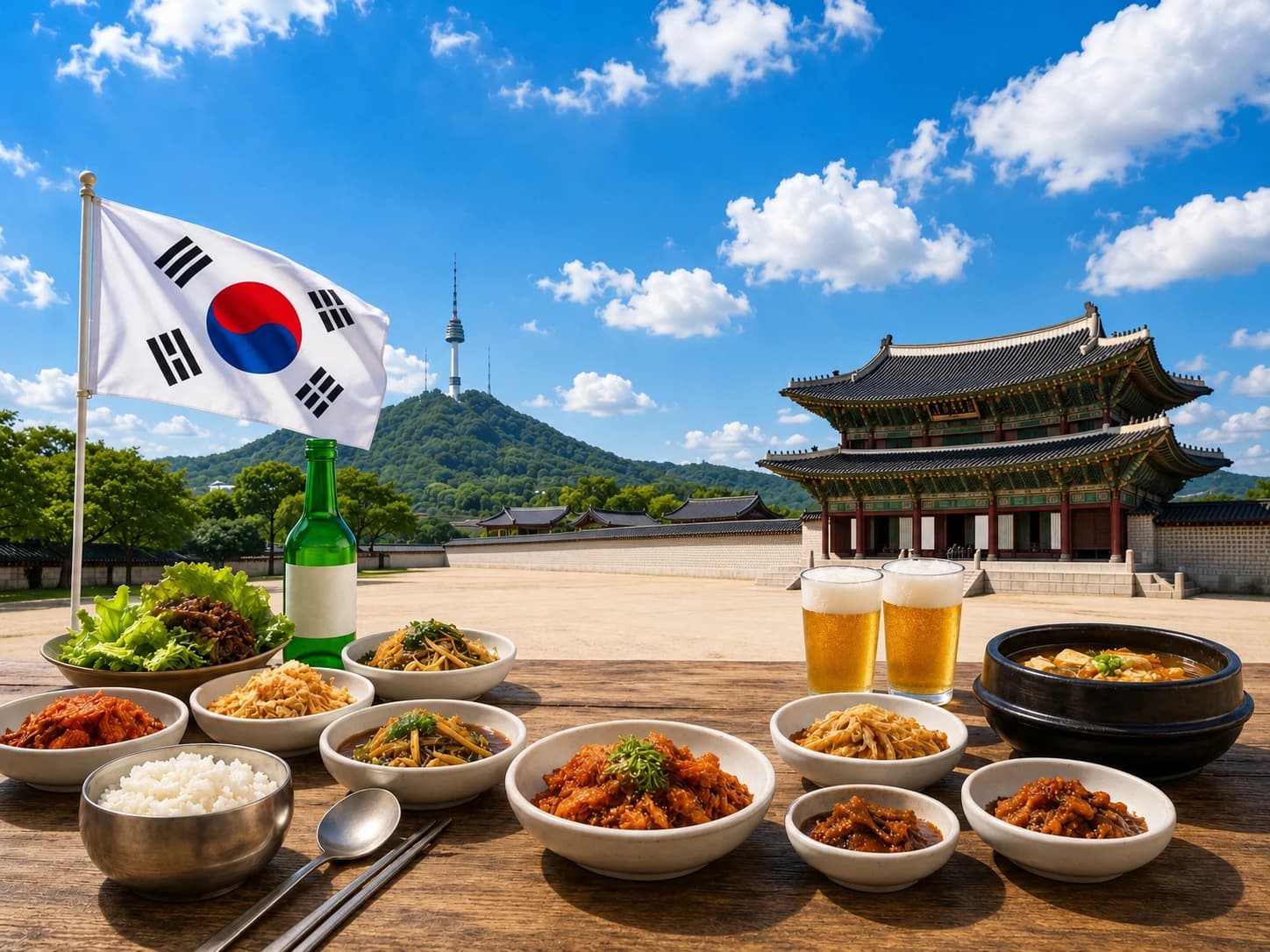 Jjin hero scene showing the app in a Korean street setting